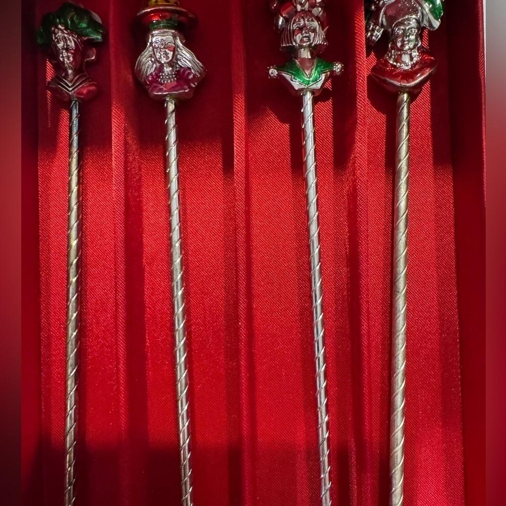 4 Vtg Neiman Marcus Holiday Drink Stir Sticks Christmas Cocktail With Box
NEW